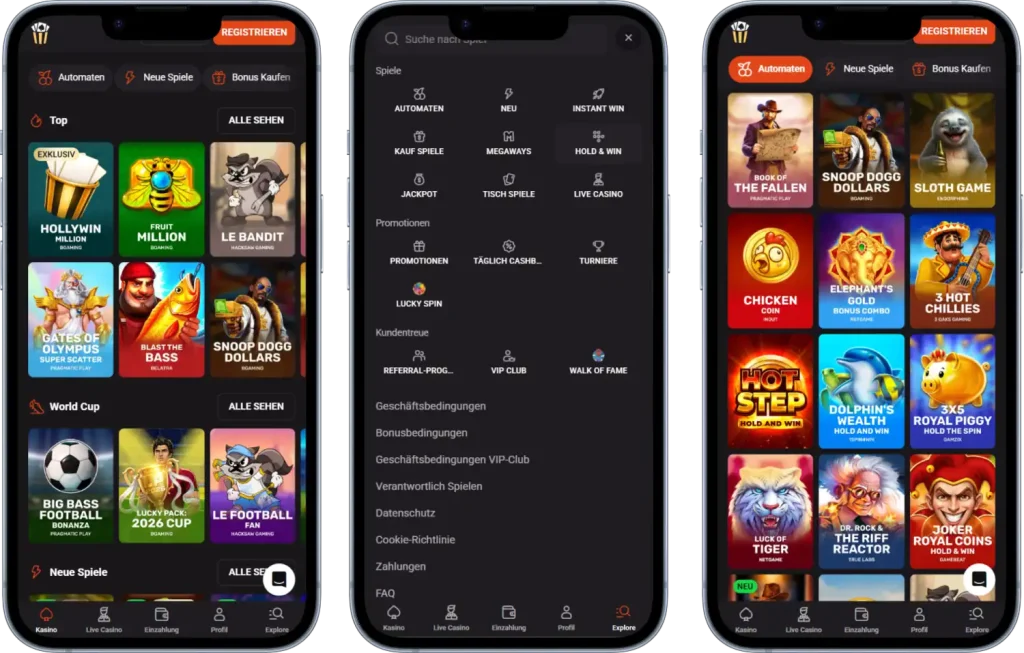 Hollywin Casino mobile Version
